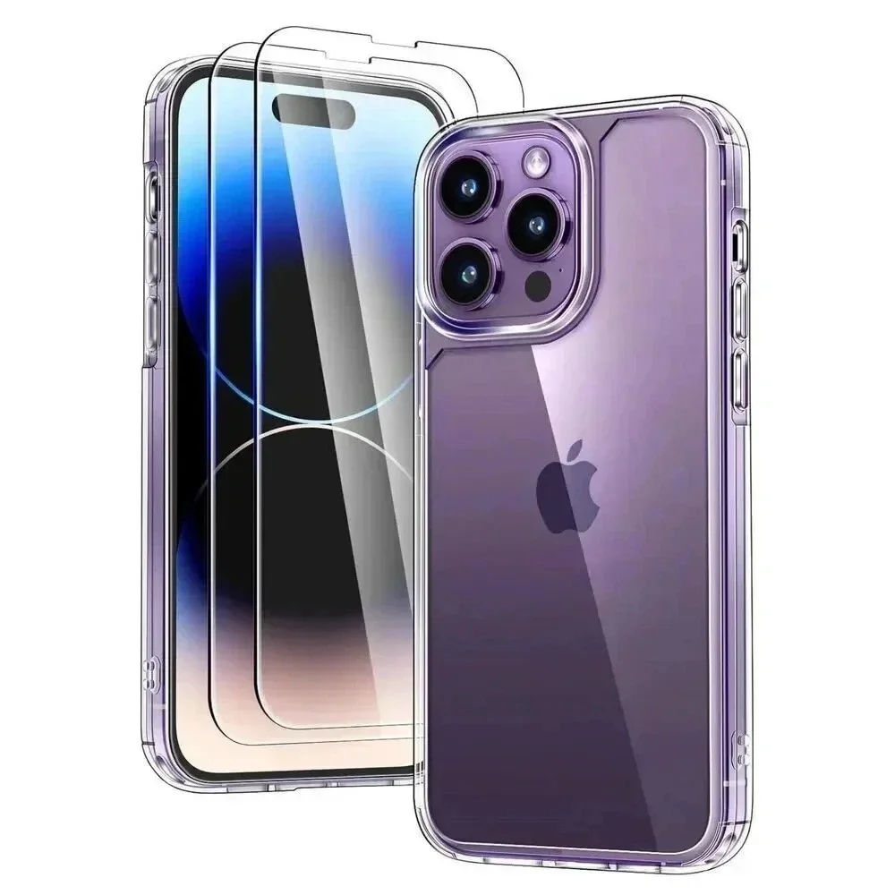 TAURI Clear Case for iPhone 14 Pro Case Not-Yellowing 2 Screen & Lens Protectors